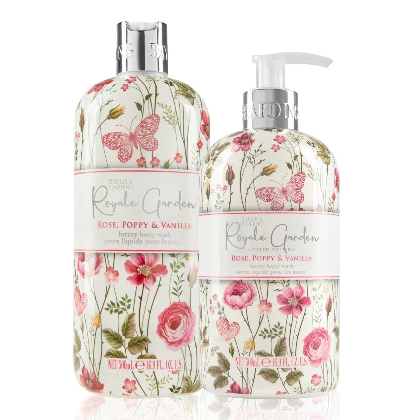 BAYLIS & HARDING - Sprchový gel + mýdlo na ruce RŮŽE, VLČÍ MÁK A VANILKA (500ml)